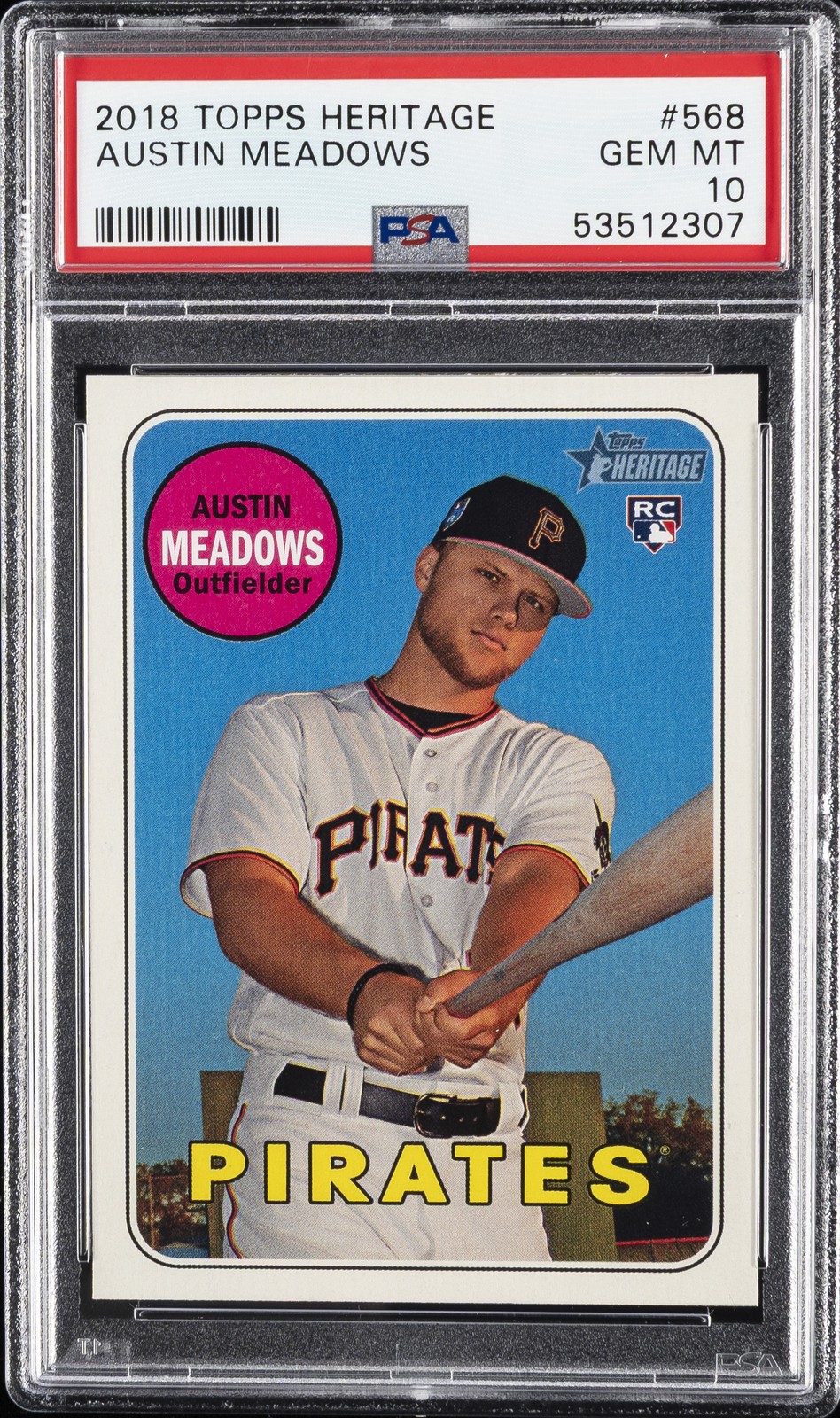 2018 TOPPS HERITAGE #568 AUSTIN MEADOWS ROOKIE RC PSA 10
