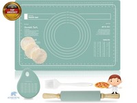 Nudelholz Silikon Teigroller Mit Holzgriff, 60 X 40 Cm Ausrollmatte, Backmatte