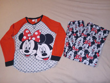 Disney Women  s Minnie Mickey Mouse Size M 8-10  Two Piece Pajama Set