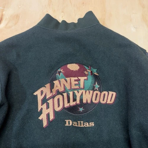 Planet Hollywood Nashville Button Up Jacket Leather Sleeves Large Embroidered image 13