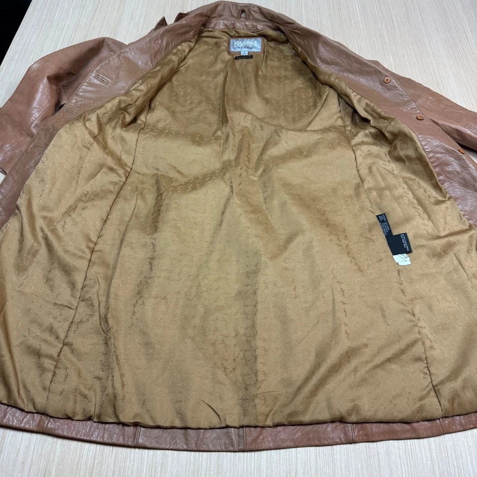 Gabardina Máxima de Cuero Wilson Vintage Pequeña Chaqueta con Cinturón Marrón Carmelo y2k Foto 4 de 4