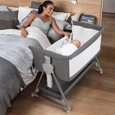 Bassinet Bedside Sleeper, Baby Bassinet with 7 Adjustable Height, Bedside Bas...