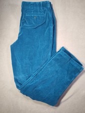 Vintage Bushwacker Womens 10 Teal Blue Corduroy Pants Straight Leg High Rise