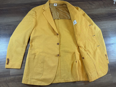 Luigi Borrelli Napoli Yellow Linen Cotton Sport Coat Blazer 54 EU Italy, US 44