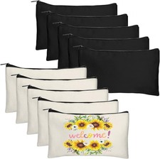 Blank Canvas Bag Zipper Pouch Makeup Bags Bulk with Smooth Zipper
