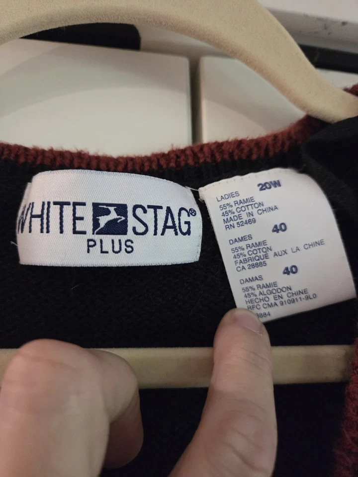 Colete suéter bordado vintage cardigã geométrico floral branco veado tamanho 20W - Imagem 3 de 4