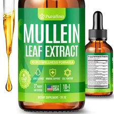 Mullein Leaf Drops For Lungs - 10 in 1 - Chlorophyll Sea Moss Elderberry (60ml)