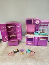 Our Generation Doll Kitchen Fridge Lot Set Purple Bronze