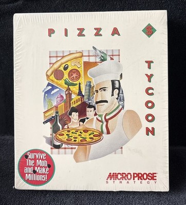 Vintage Pizza Tycoon Micro Prose PC Game 3.5'' Floppy Disc Big Box New NIB IBM HD