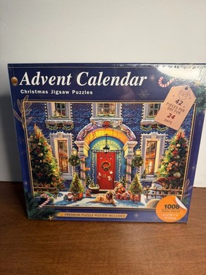 Advent Calendar Jigsaw Christmas  Puzzle 24 Days Surprise 1008 Pieces Blue Box
