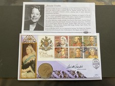 IOM BRITISH MONARCHS M/SHEET QV  GIBRALTAR CROWN COIN SIGN ANNETTE CROSBIE COVER