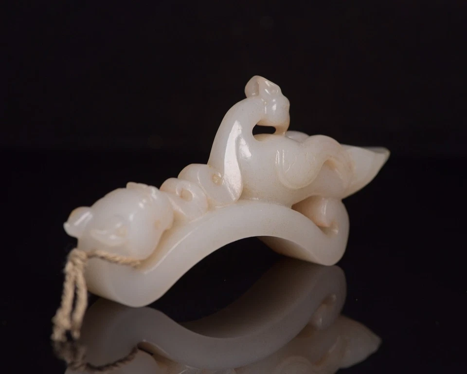 Decoração de jade antiga chinesa da dinastia Tang antiga hétia dragão de jade - Imagem 3 de 4