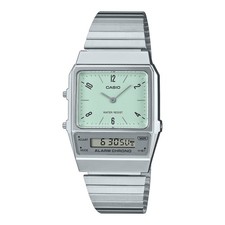 Womens Wristwatch CASIO AQ-800E-3AEF Stainless Steel Green Alarm VINTAGE