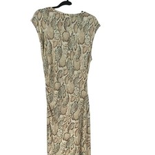 Fourteenth Place Womens Snakeskin Print Ruched Side Midi Dress Tan Brown Size M