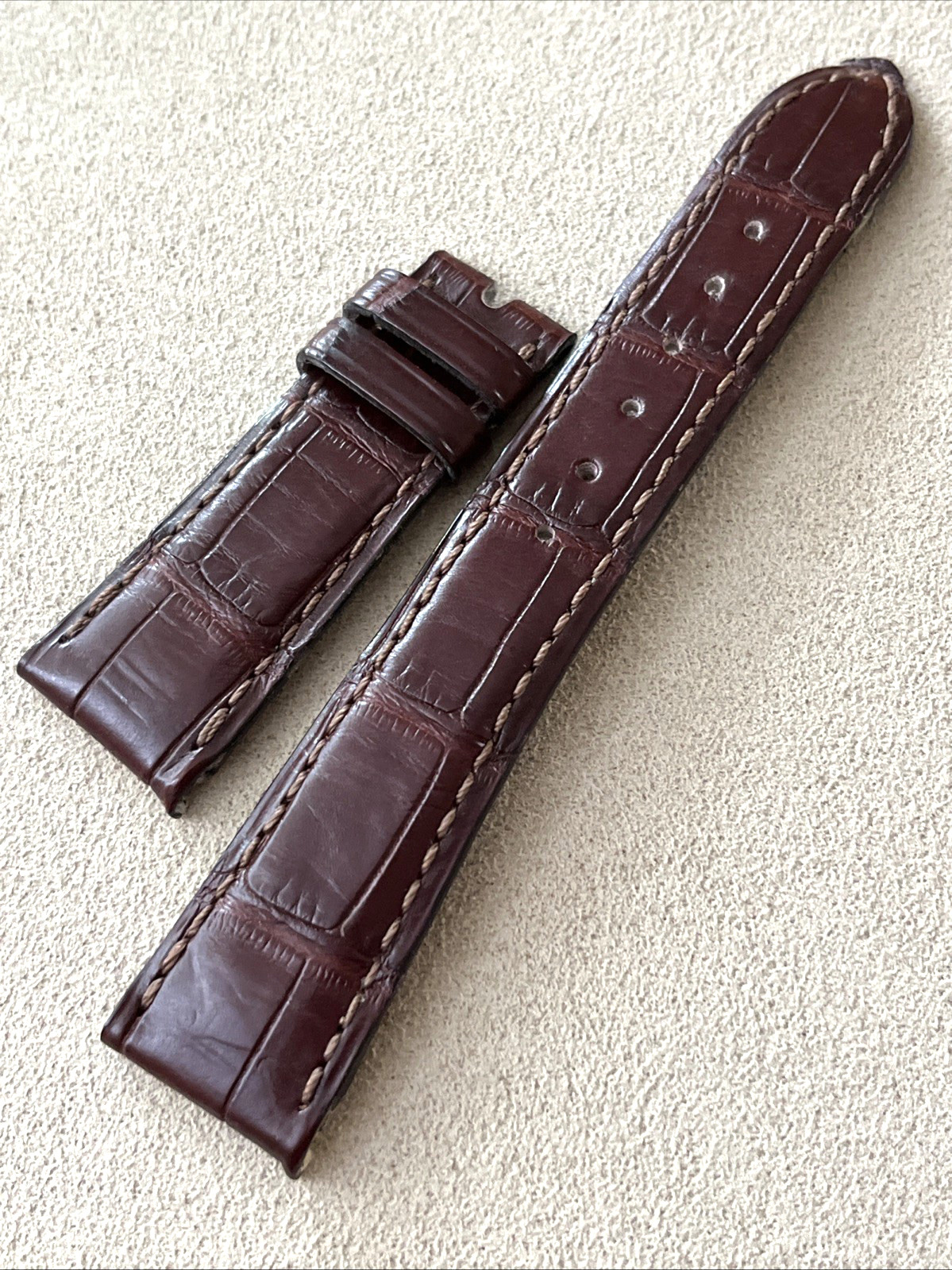 Patek Philippe Geneve Watch Strap 19 x 16 mm Alligator Brown Semi-Matt Authentic