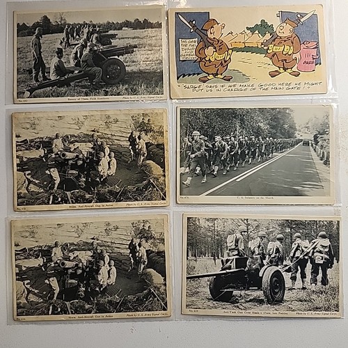 6 U.S. Army Signal Corps Post Cards And Novelty Post Card, 1 Duplicate