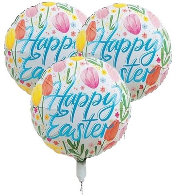 3 Pack Celebrate It Happy Easter Floral Foil Balloon 18.5''