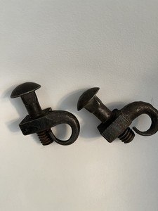 Lot Of Two Forged Iron Hooks With Bolts