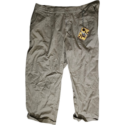 Hybrid & Company Women Khaki Chino Pants Wide Leg Stretch High Waisted Suze 18 