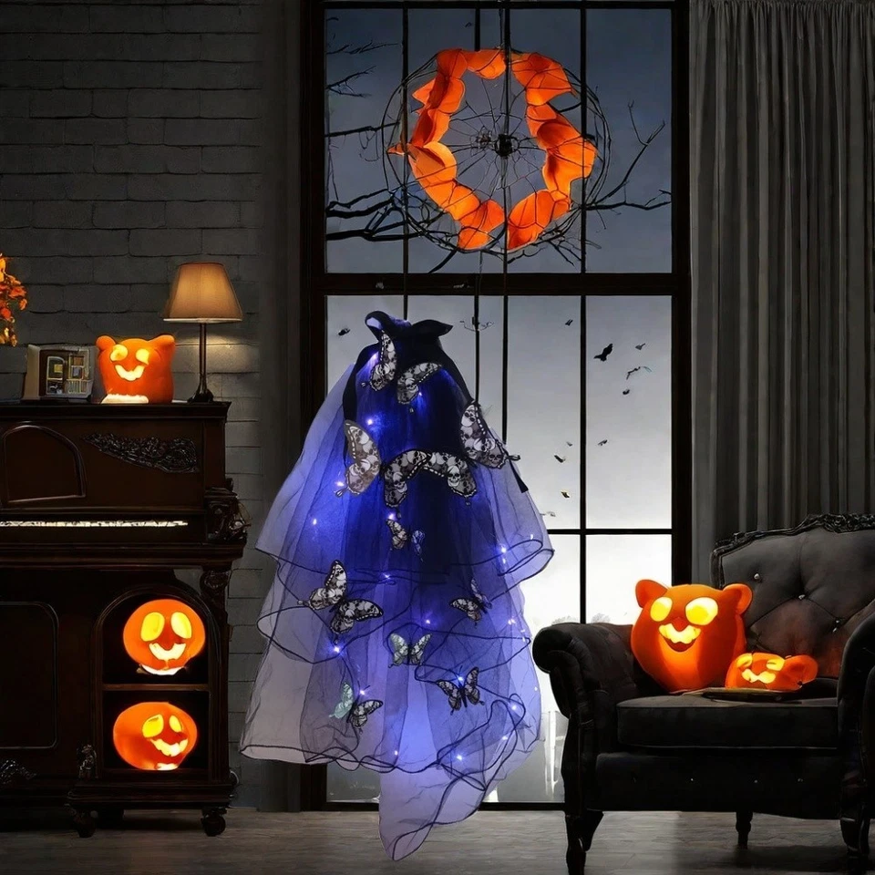 Iluminar Mariposa Yashmak Halloween Colgante Decoración de Pared con Luces LED Foto 3 de 4