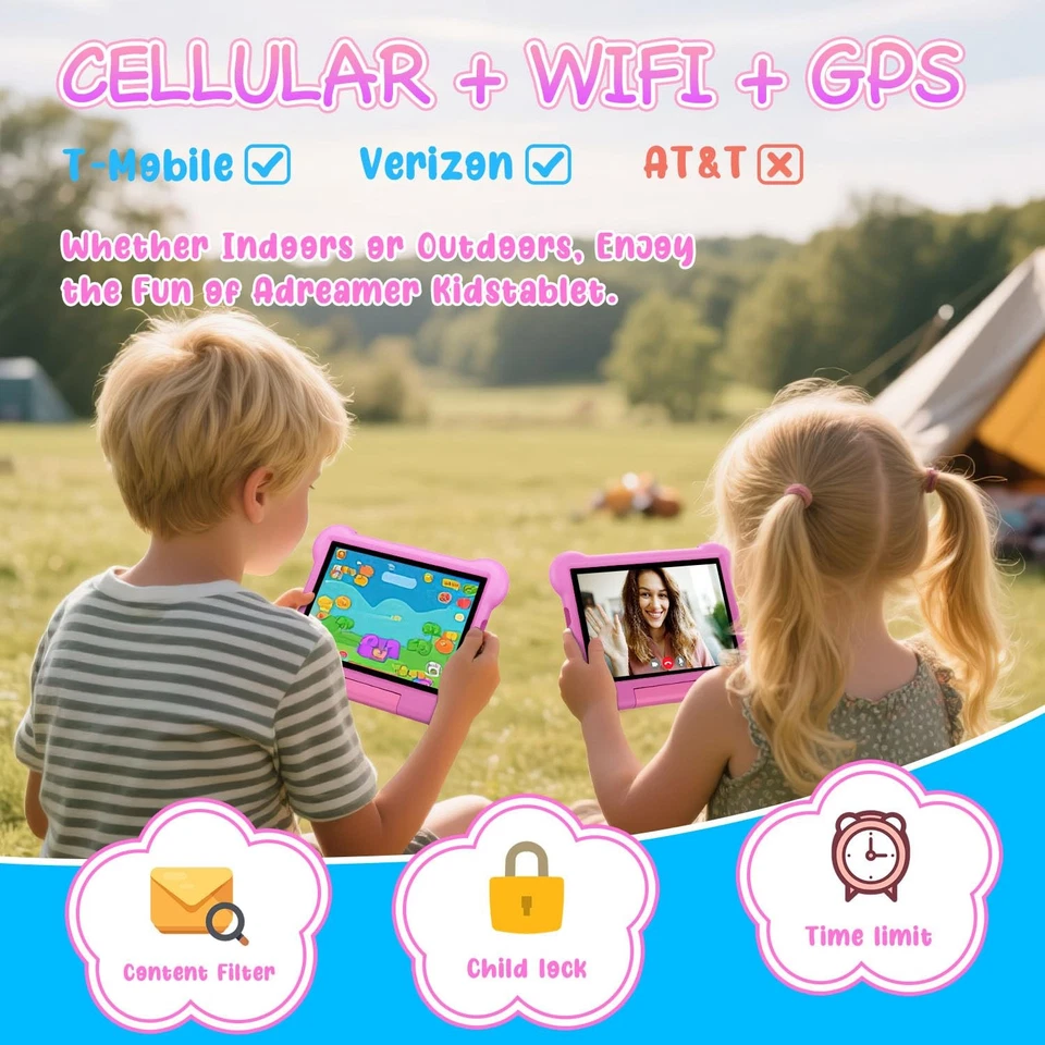Tablet for Kids 10 inch Android 13 with Octa Core 64GB, Cellular+WiFi+GPS, Pa... - Image 2 of 4