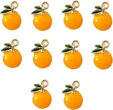 10 Pcs 8x13mm Cartoon Orange Fruit Charms for Jewelry Making, 8x13mm, orange