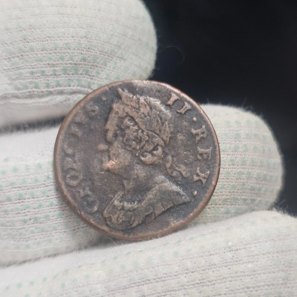 1752 Half Penny Used In Early America George II Colonial Coin - Image 3 of 4