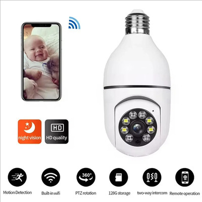 4G Wifi IP Camera E27 Bulb Cam 3MP Wireless Baby Monitor AI Tracking Security Vi