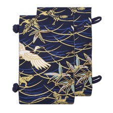2 Pcs Teapot Handle Cover Anti-Slip Kettle Handle Sleeve Crane Pattern Navy Blue