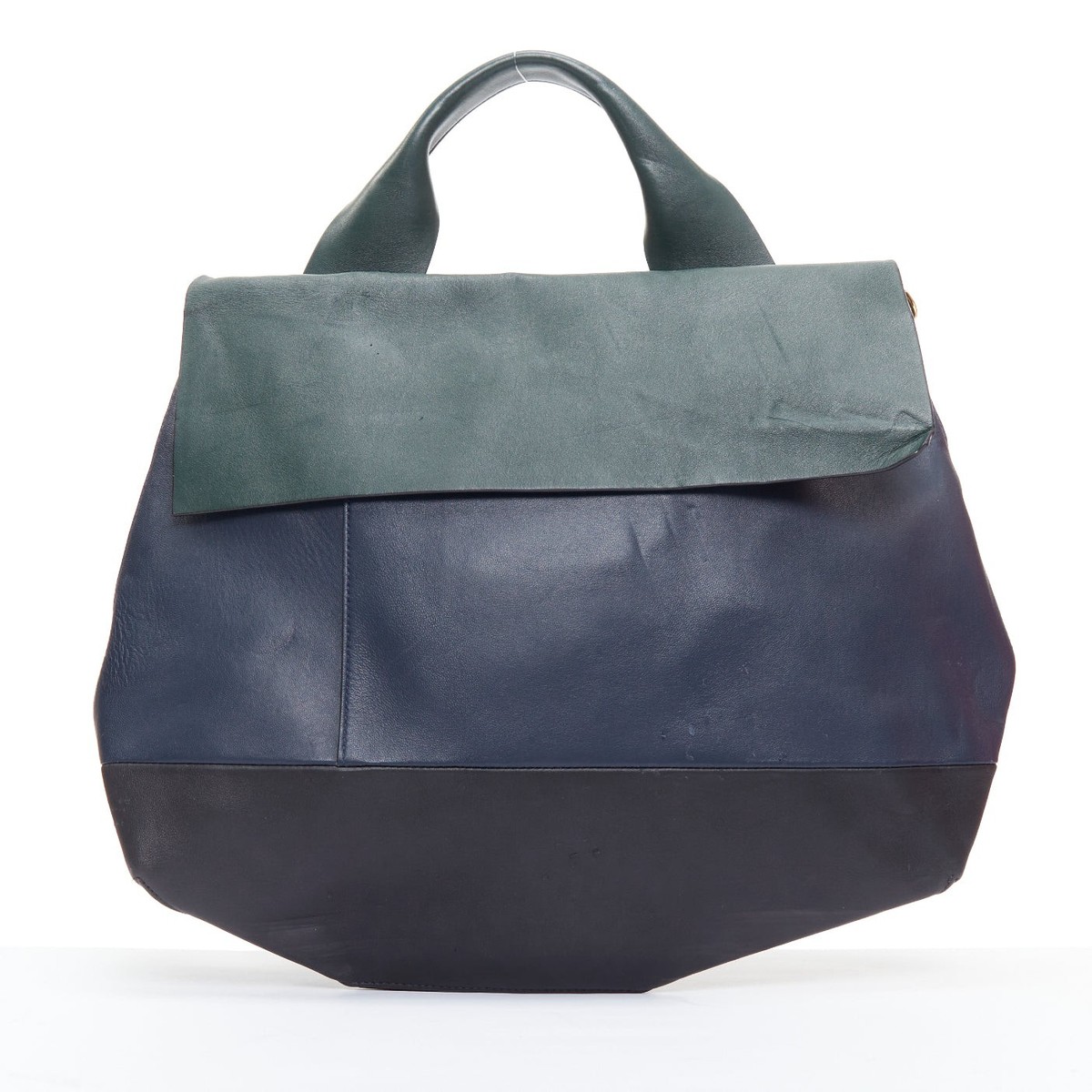 MARNI green navy black tricolor colorblock satchel flap bag | eBay