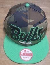 New Era 9Fifty Chicago Bulls Script Camo High Crown Hat Green Snapback Hardwood