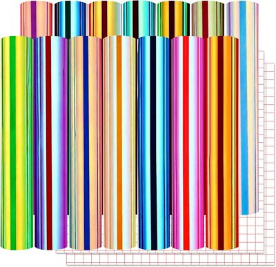 #ad 16 Pack Holographic Vinyl Set for Cricut 12quot; X 12quot; Permanent Holographic Vinyl $26.00