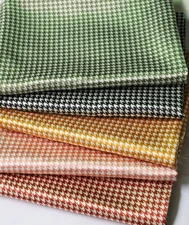 1 Yard Houndstooth Pattern Satin Fabric Geometric Charmeuse Material Soft Lining