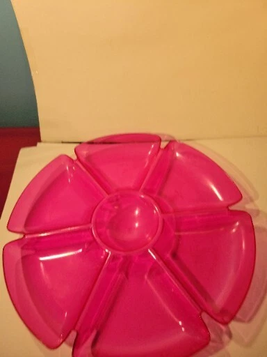 Hot Pink 7 Compartment Flower Shaped Appetizer Platter - Image 2 of 4