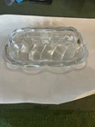 Vintage Anchor Hocking Clear Glass Scalloped Edge Butter Dish. DWK101