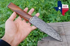 12"CUSTOM HAND FORGED RAIL ROAD CARBON STEEL CHEF KNIFE W/WOOD HANDLE AH-1735