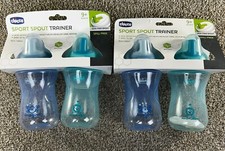 Lot Of 2 Chicco Sippy Cups 2-Pack Of Sport Spout Trainer 9 Months 4 Brand New