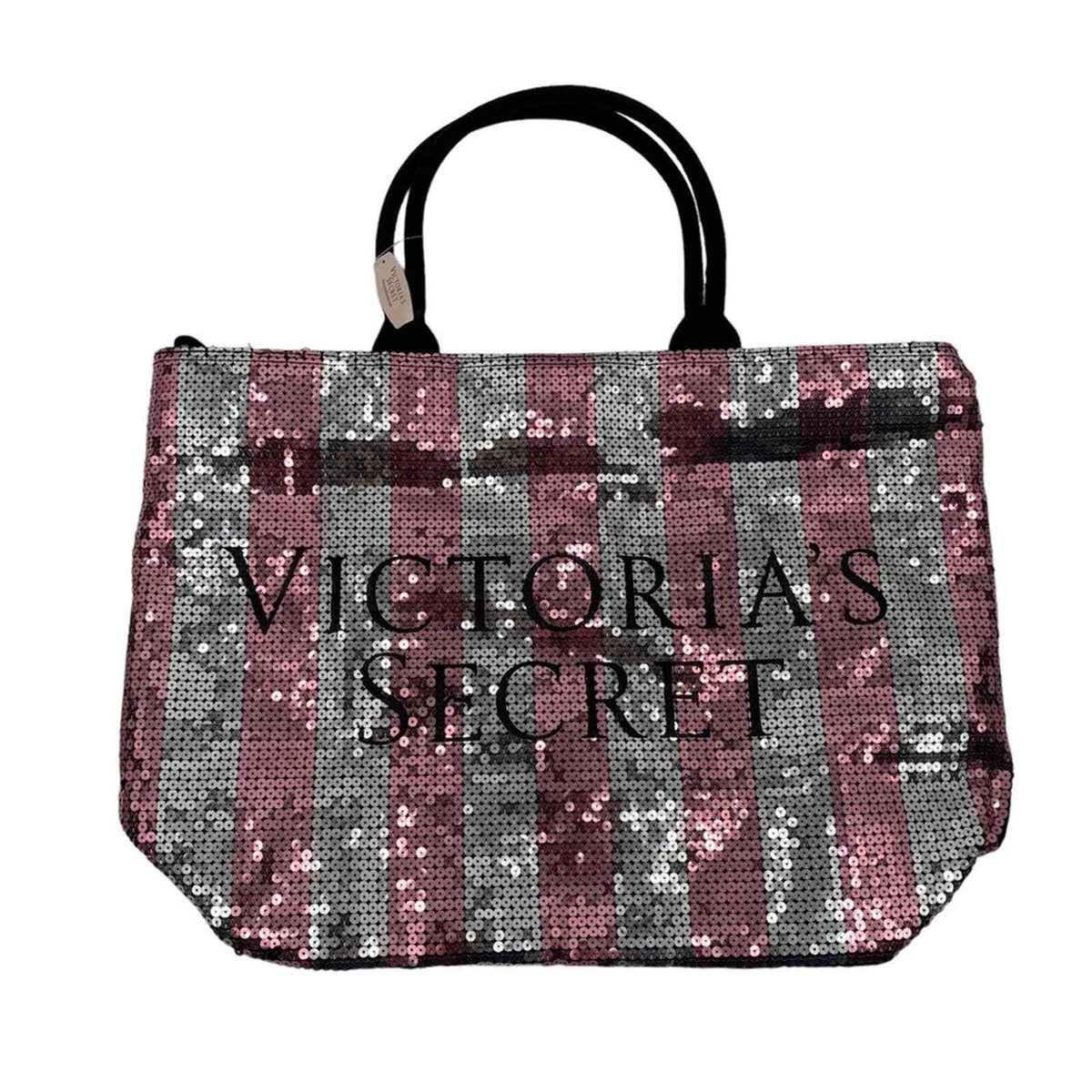 Victoria's Secret, Bags, Victorias Secret Black Friday Sequin Logo Tote  Baglargexl Nwt