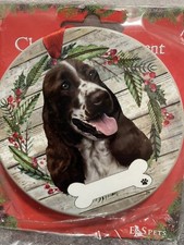 Springer Spaniel 3 1/2" Ceramic Christmas Ornament E S Pets Personalizable