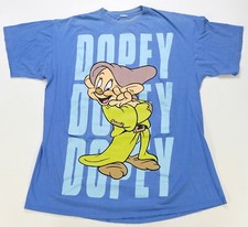 Rare Vintage Snow White The Seven Dwarves Dopey T Shirt 90s Disney Film Blue