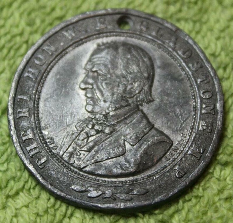 RARE 1884 BRITISH MEDAL FOB - FRANCHISE DEMONSTRATION SOUVENIR - W. E. GLADSTONE