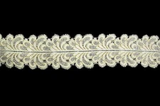 Unotrim 3" Ivory Double Scalloped Gold Metallic Thread Venice Lace Trim By Yard