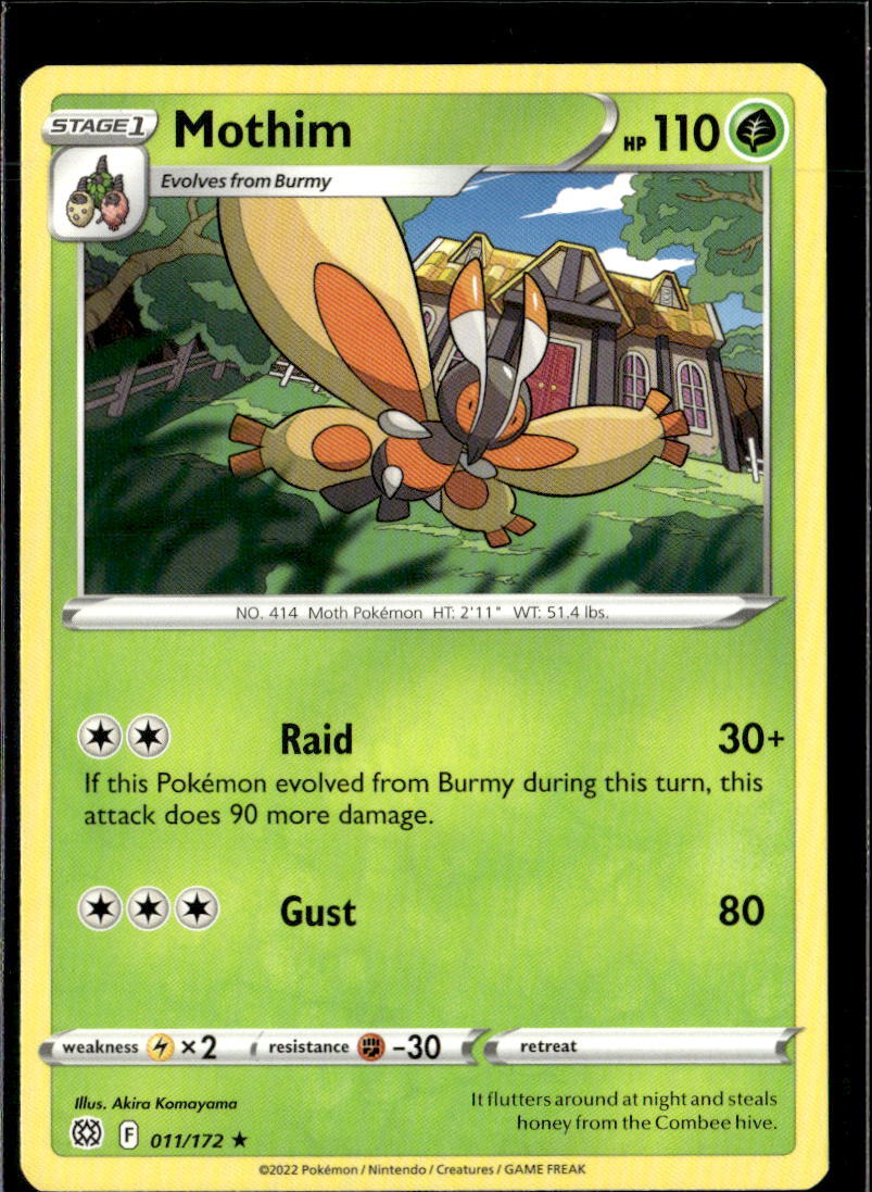 Pokemon Mothim 011/172 Brilliant Stars Non Holo Rare 5 Card Lot