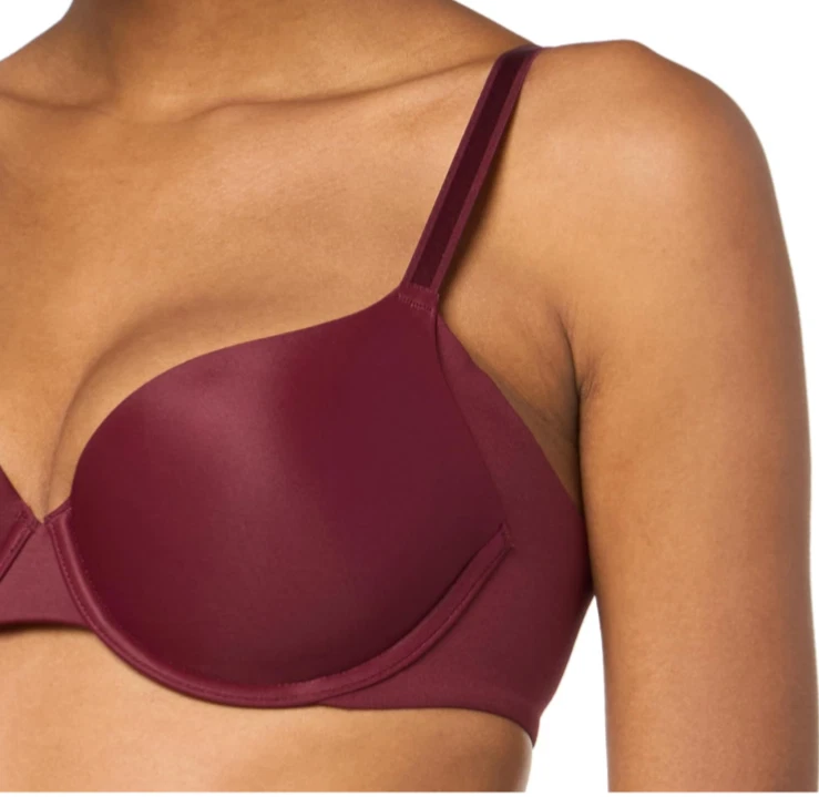 Excellent 38D WARNERS Burgundy No Side Affect Lightly Lined T-Shirt Bra - Image 3 of 4