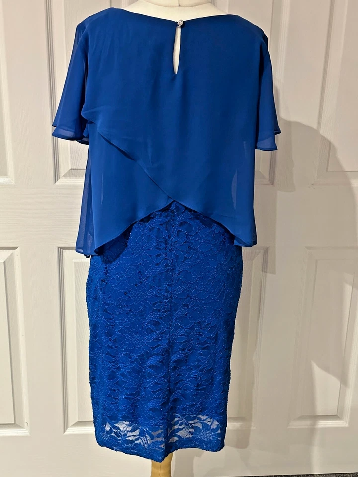 Ronni Nicole Short Sleeve Caplet Top Over Lace Dress - Cobalt - Size 16 - BNWT - Image 4 of 4