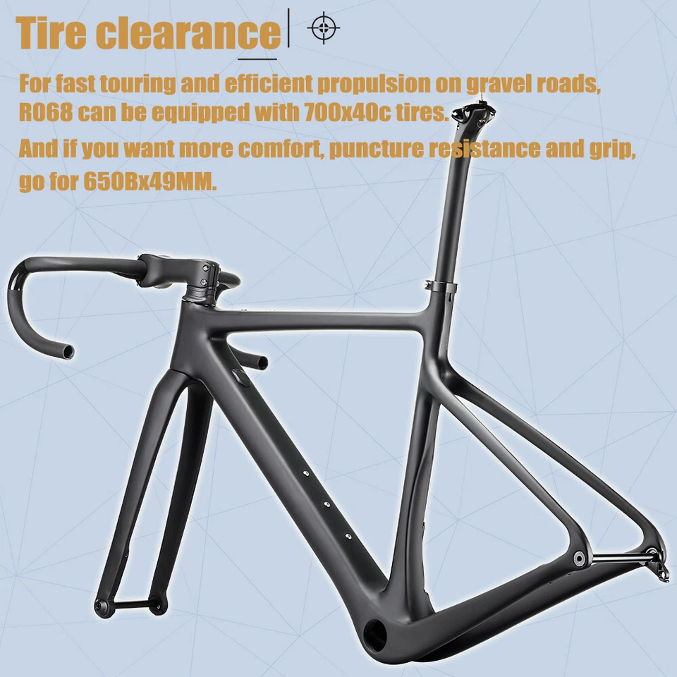 AIRWOLF R068 Carbon Gravel Rahmen 700*40c Rennrad Ausdauer Cyclocrossrad Fahrrad - Bild 4 von 4