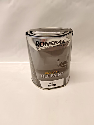Ronseal Einschicht Fliesenlack glänzend weiß schimmelresistent *versiegelte verbeulte Dose*