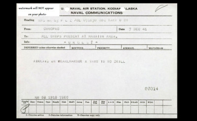 Pearl Harbor Attack Radiogram Message PHOTO Air Raid NO DRILL!