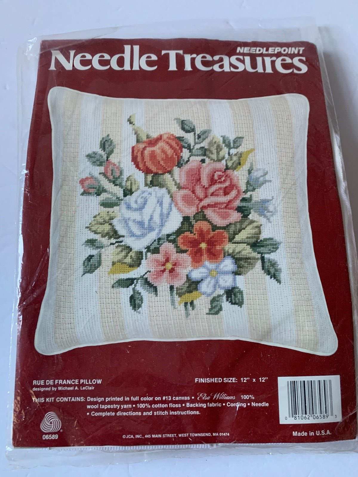 Rue De France Floral Roses Pillow Needlepoint Kit by Needle Treasures 12