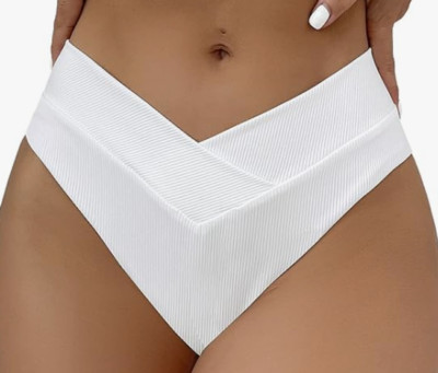 NEW Vateis Women's V Cut Ribbed Hipster Swimsuit Bottom Size XL